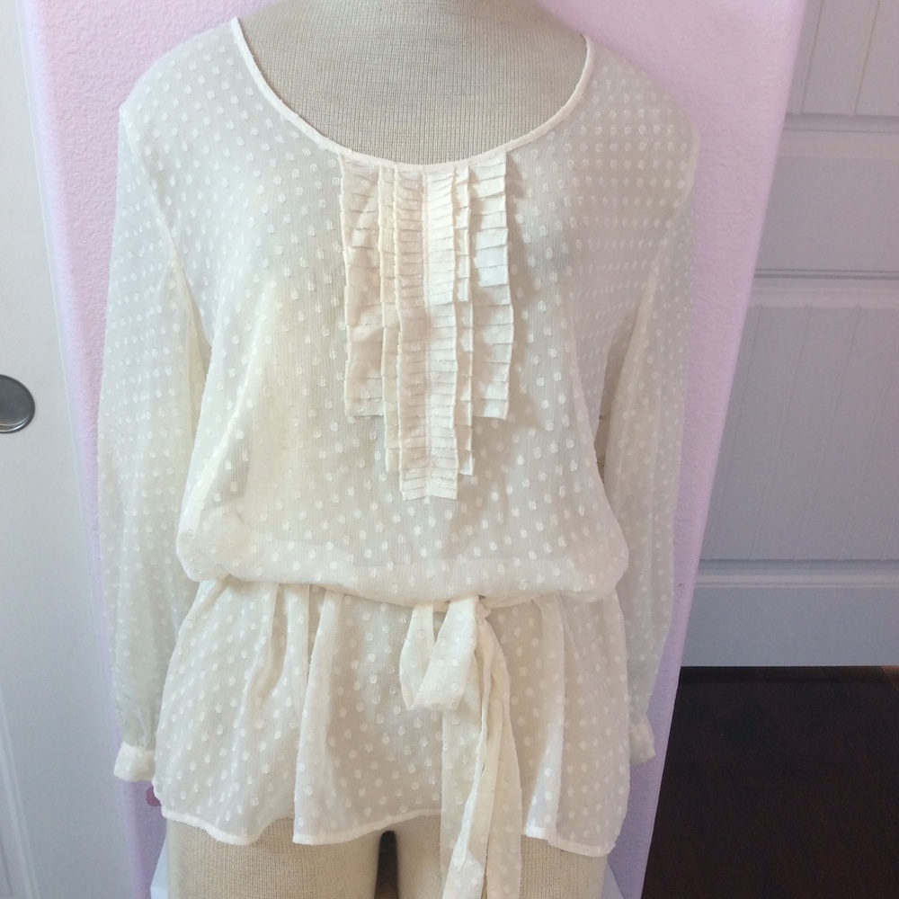 Sheer Embossed Style Cream Banana Republic Dressy Blouse
